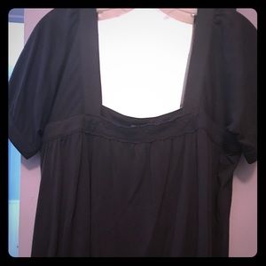 Grey Top with Flower Band Neckline